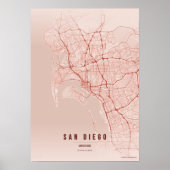 Affiche de carte de corail de San Diego, cadeau de (Devant)