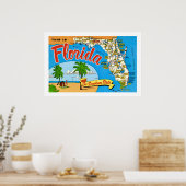Affiche de carte de Floride Sunshine 20x30 (Cuisine)