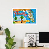 Affiche de carte de Floride Sunshine 20x30 (Bureau à domicile)