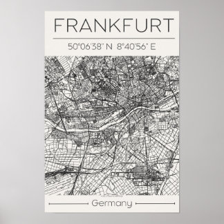Affiche de carte de Francfort Poster d'art urbain