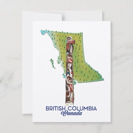 Affiche de carte de la Colombie-Britannique Canada (Devant)