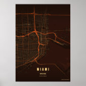 Affiche de carte de la ville de Floride à Miami, i (Devant)