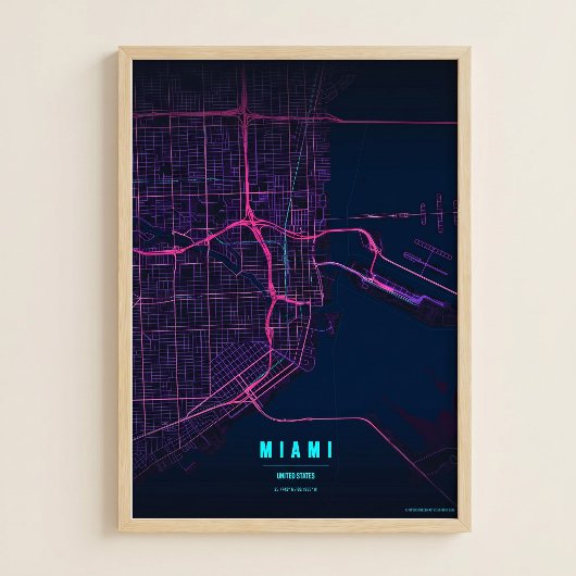 Affiche de carte de la ville de Floride impression