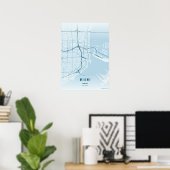Affiche de carte de la ville de Floride Miami Ocea (Bureau à domicile)