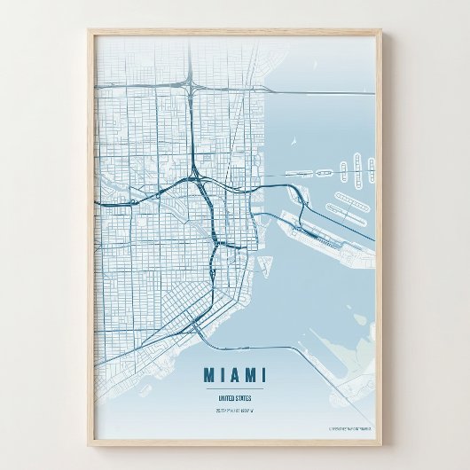 Affiche de carte de la ville de Floride Miami Ocea