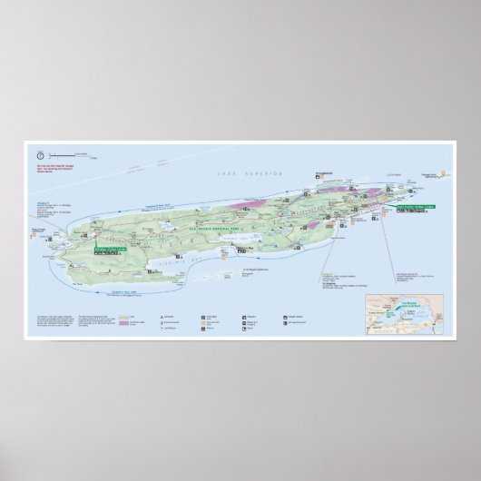 Affiche de carte de l'île Royale (Michigan) (Devant)