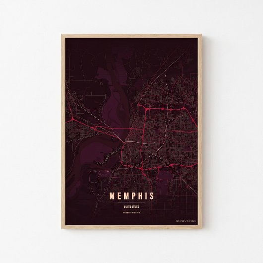 Affiche de carte de Memphis Ruby Impression d'art 