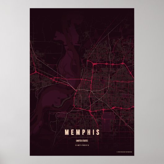 Affiche de carte de Memphis Ruby Impression d'art (Devant)