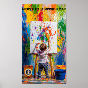 Affiche de carte de mission au Moyen-Orient