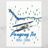Affiche de carte de Pangong Tso Inde Chine. (Dos)