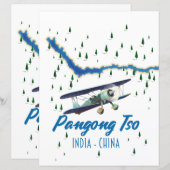 Affiche de carte de Pangong Tso Inde Chine. (Devant / Derrière)