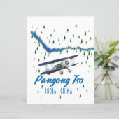 Affiche de carte de Pangong Tso Inde Chine. (Debout devant)