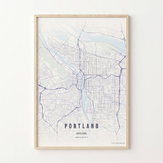 Affiche de carte de Portland Impression Oregon Wal