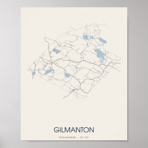 Affiche de carte de rue de Gilmanton New Hampshire
