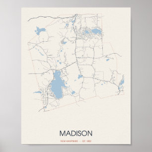 Affiche de carte de rue de Madison New Hampshire