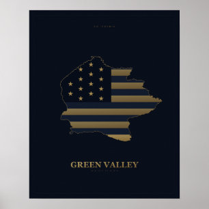 Affiche de carte de silhouette de Green Valley Cal