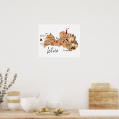 Affiche de carte de voyage de Lettonie (Cuisine)