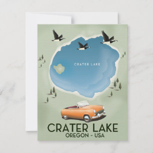 Affiche de carte de voyage du lac Crater Oregon