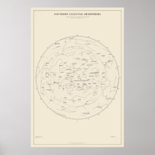 Affiche de carte des étoiles du ciel austral