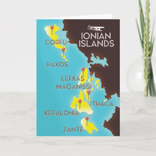 Affiche de carte des îles Ioniennes. (Devant)