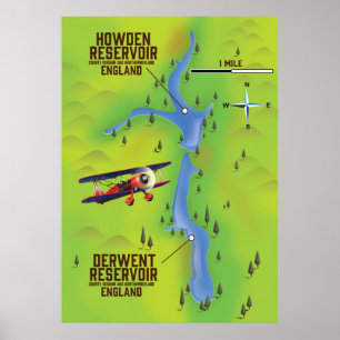 Affiche de carte des réservoirs de Dergone & Howde