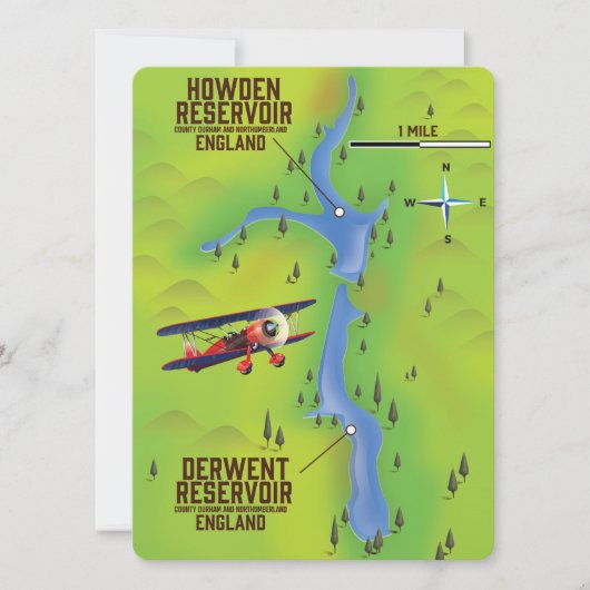 Affiche de carte des réservoirs Derwent & Howden (Devant)