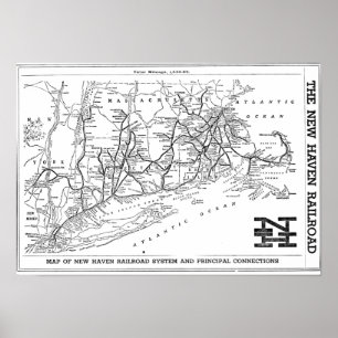 Affiche de carte du chemin de fer 1956 de New