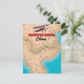 Affiche de carte du fleuve Yangtze Chine (Debout devant)