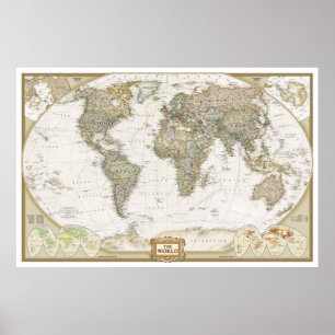 Affiche de carte du monde antique impression