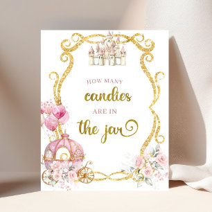 Affiche de carte et de cadeaux de calèche rose de