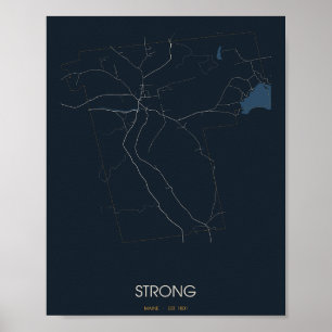 Affiche de carte forte de la rue principale de Str