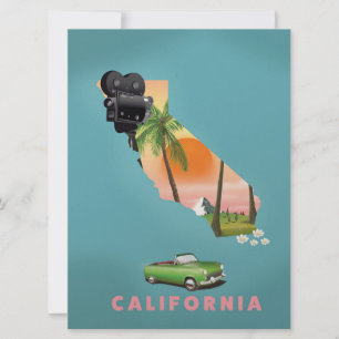 Affiche de carte illustrée de Californie