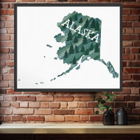 Affiche de carte illustrée de l'Alaska