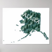Affiche de carte illustrée de l'Alaska (Devant)