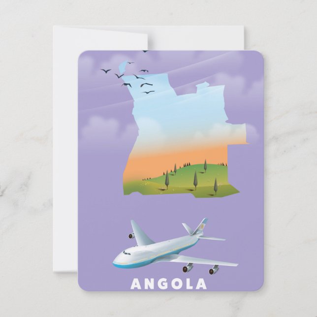 Affiche de carte illustrée de l'Angola (Devant)