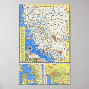 Affiche de carte illustrée vintage de San Francisc