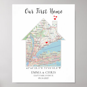 Affiche de carte personnalisée de notre première m