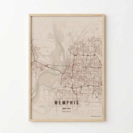 Affiche de carte rustique de Memphis Impression d'