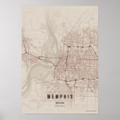 Affiche de carte rustique de Memphis Impression d' (Devant)