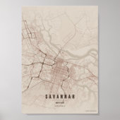 Affiche de carte rustique de Savannah, cadeau Wall (Devant)