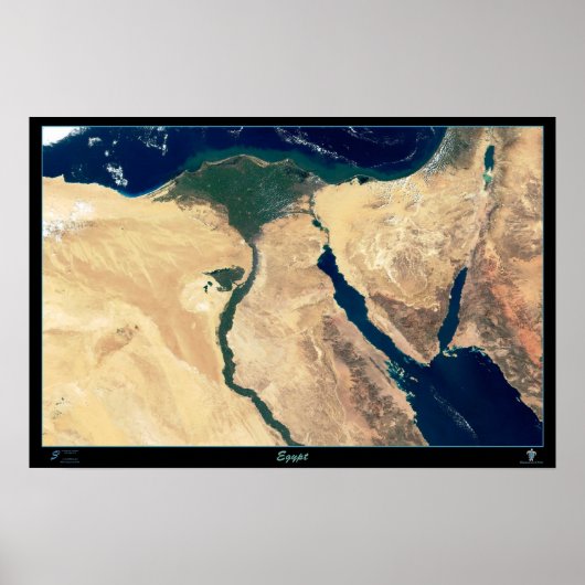 Affiche de carte satellite de l'Égypte Imprimée de (Devant)