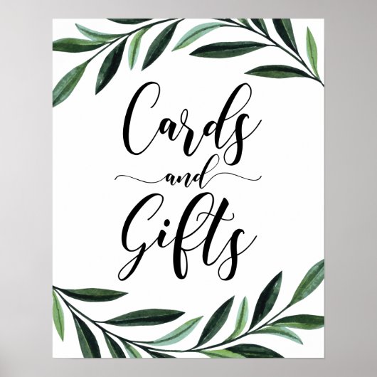 Affiche de cartes et cadeaux aquarelle verdure (Devant)