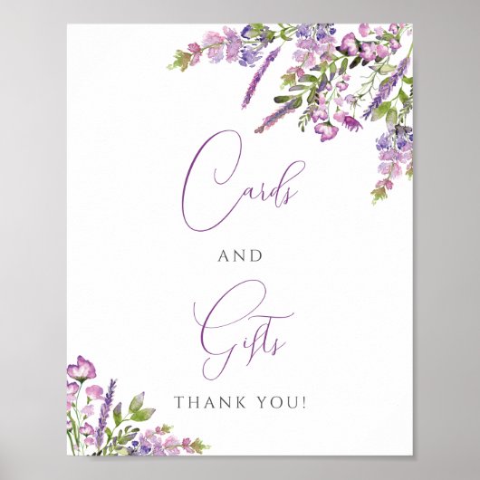 Affiche de cartes et cadeaux de lavande violette à (Devant)