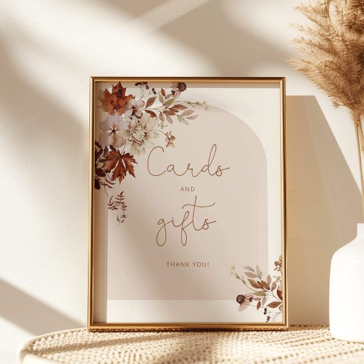 Affiche de cartes et de cadeaux à arc de feuilles 
