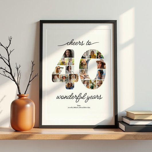 Affiche de célébration de collage de 40 photos per