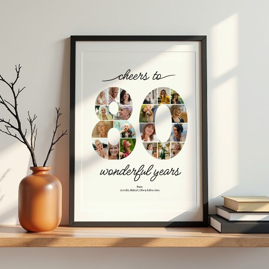 Affiche de célébration de collage de 80 photos per