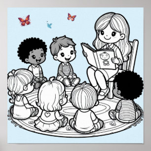 Affiche de cercle de lecture pour enfants Kids Cir