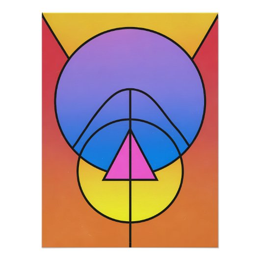 Affiche de cercles géométriques abstraits colorés (Devant)
