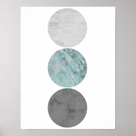 Affiche de cercles turquoise et grise (Devant)