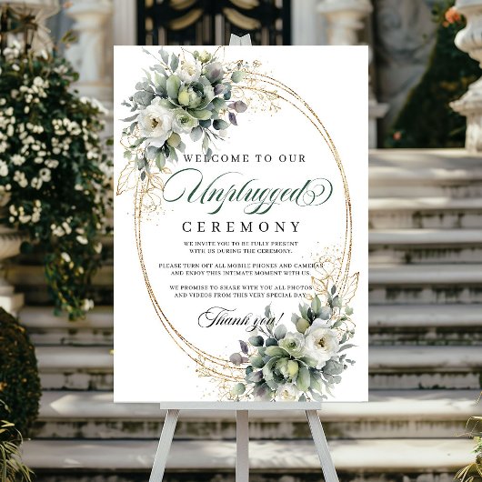 Affiche de cérémonie débranchée Boho Dusty Green
